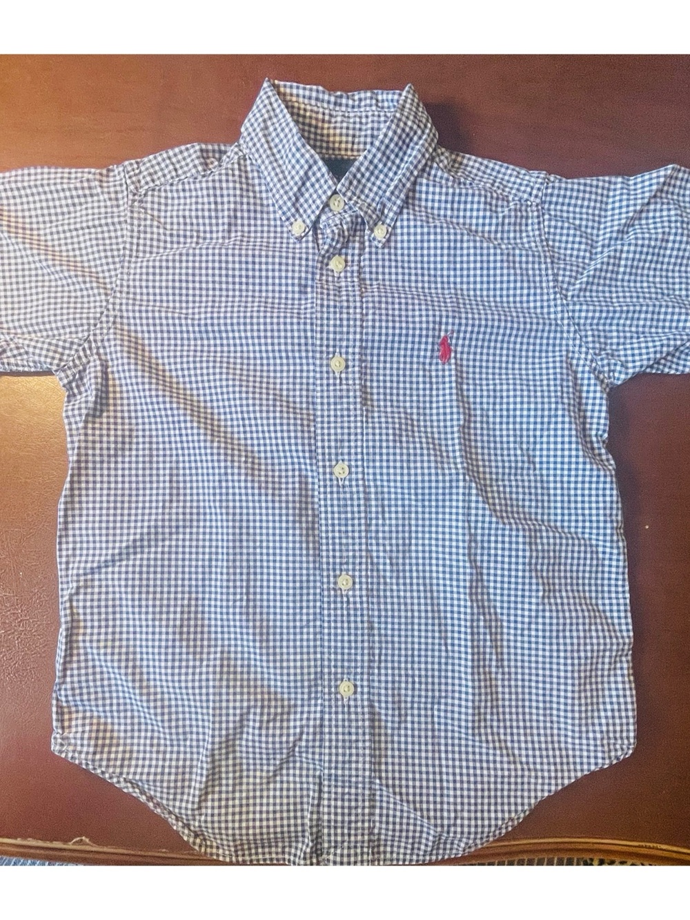 Polo Ralph Lauren Blue & White Bottom Down Boy’s Short Sleeve Size 6